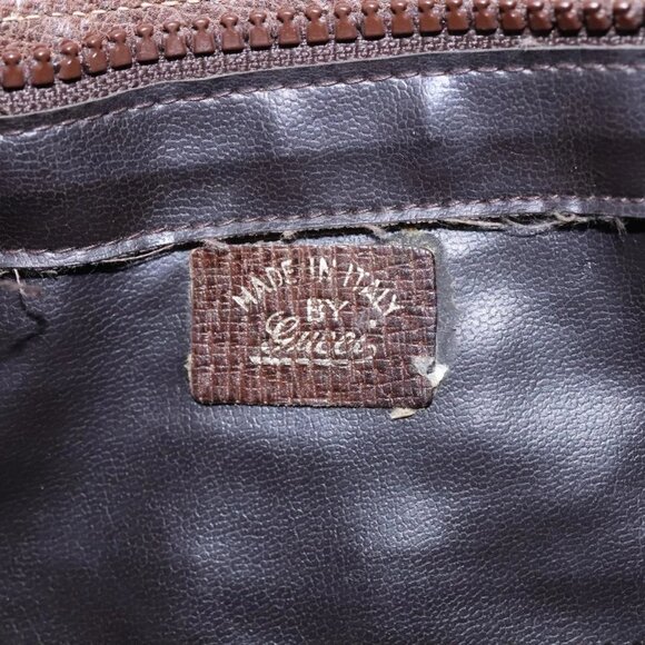 GUCCI GG Supreme Web Sherry Line Shoulder Bag PVC Beige Gold Red Auth 95726 - Picture 10 of 16